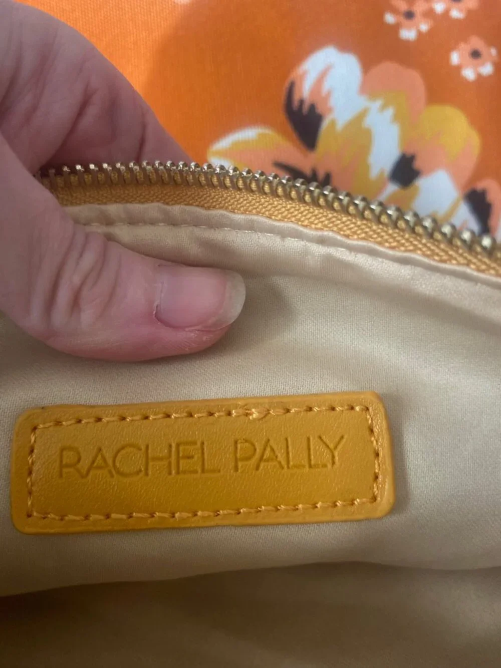 Rachel Pally Orange Floral Cosmetic Makeup Travel Zip Pouch